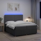 Cumpara ieftin Pat cu arcuri LED si saltea Gri inchis 200 x 200 cm Tesatura