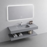 Set mobilier baie suspendat KROSS 80 cm, 3 piese, gri cu oglinda LED