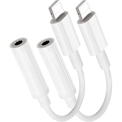 Set 2x Adaptor USB-iphone - Jack 3.5mm, lungime 11 cm - Alb foto