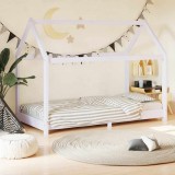 VidaXL Cadru pat de copii, alb, 70 x 140 cm, lemn masiv de pin