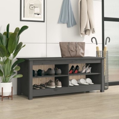Gossi banca pentru pantofi, gri, 110x38x45,5 cm, lemn masiv de pin foto