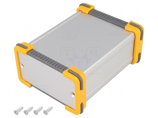 Carcasă aluminiu gri cu panou frontal 91x100x53.5 mm