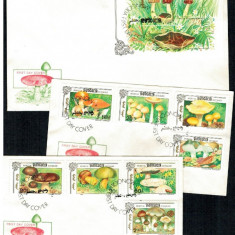 Mongolia 1991 - Ciuperci, serie si colita FDC