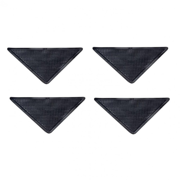 Set triunghiuri anti alunecare pentru covoare, 4 buc, negre