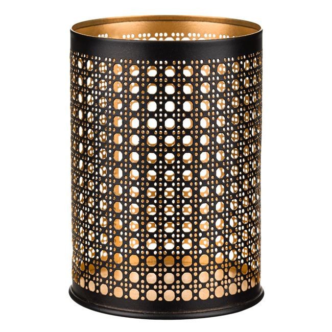 Suport lumanare/flori artificiale din metal, negru/auriu, M1