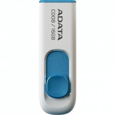 Memorie USB 2.0 ADATA 16 GB retractabila carcasa plastic alb / albastru AC008-16G-RWE