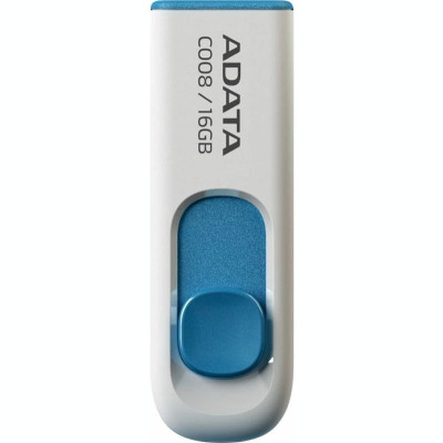 Memorie USB 2.0 ADATA 16 GB retractabila carcasa plastic alb / albastru AC008-16G-RWE foto