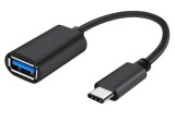 Cumpara ieftin Cablu adaptor negru USB-C la USB-A mama, 16 cm, OTG pentru conectare stick USB, tastatura, mouse, controller si alte periferice compatibile