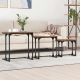 vidaXL Masă de Cafea cu Tăvi Lăsate 3 pcs Lemn vechi 50.5 x 35 x 53 cm