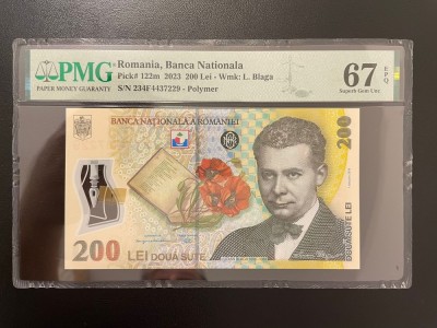 Romania 200 lei 2023 pick 122m grad 67 pmg foto