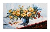 Cumpara ieftin Tablou Vaza cu flori galbene pictat manual living, dormitor, 100x60cm ulei pe panza efect 3D, Valentin Pop