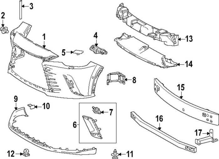 Spoiler bara fata LEXUS RX (LA/LH10), 10.2022-, negru, partial texturat; fara F-Sport, fara F-Sport,