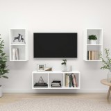 VidaXL Set de dulapuri TV, 3 piese, alb, lemn prelucrat