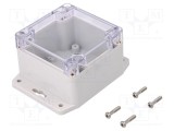 Carcasă universală GAINTA policarbonat 80x82x55mm cu lame de fixare IP68 gri deschis transparent