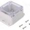 Carcasă universală GAINTA policarbonat 80x82x55mm cu lame de fixare IP68 gri deschis transparent