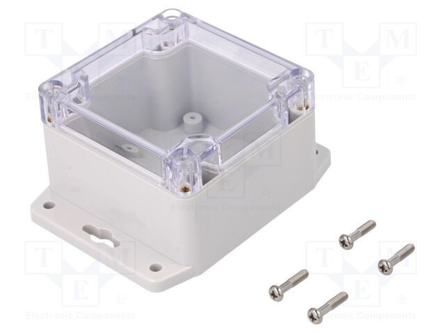 Carcasă universală GAINTA policarbonat 80x82x55mm cu lame de fixare IP68 gri deschis transparent