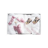 Cumpara ieftin Trusou Botez cu 7 piese - Minnie Mouse brodata - ALB - ROZ PUDRA - TB81