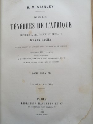 H. M. Stanley - Dans les tenebres de L&amp;#039;Afrique, tome premier - Hachette 1890 foto