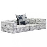 Canapea puf modulară cu 2 locuri, gri deschis, material textil