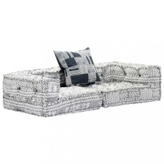 Canapea puf modulară cu 2 locuri, gri deschis, material textil foto