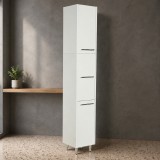 Dulap baie tip coloana GN0201, Pal lucios, 6 rafturi, 3 usi, picioare reglabile, 30x30x180 cm