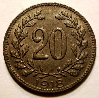 7.052 AUSTRIA WWI 20 HELLER 1918 XF foto