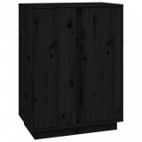Servantă, negru, 60x35x80 cm, lemn masiv de pin