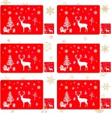 Set de 6 naproane si 6 coastere pentru Craciun Pwsap, rosu, 43 x 28 cm / 10 x 10 cm