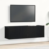 vidaXL Dulap TV Montat pe Perete Negru din Lemn Compus 100x30x30 cm