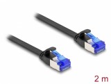 Cablu de retea RJ45 FTP Cat.6A flat/flexibil 2m Negru, Delock 80176