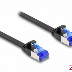 Cablu de retea RJ45 FTP Cat.6A flat/flexibil 2m Negru, Delock 80176