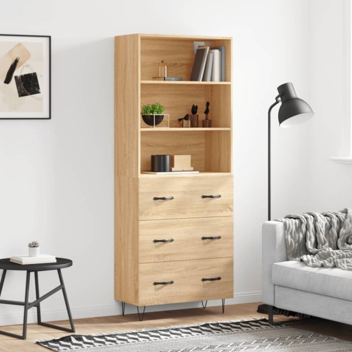 vidaXL Dulap &icirc;nalt, stejar sonoma, 69,5x34x180 cm, lemn compozit