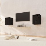 Gossi dulapuri de perete 2 buc.negru, 30x30x40 cm, lemn masiv de pin