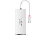 HUB extern Baseus Lite, porturi USB: USB 3.0 x 4, conectare prin USB Type-C, lungime 1m, alb, &quot;WKQX030402&quot; (timbru verde 0.8 lei) - 6932172606275