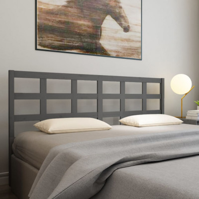 vidaXL Tăblie de pat, gri, 185,5x4x100 cm, lemn masiv de pin foto