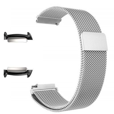 Curea tip Milanese Loop, adaptoare compatibile Samsung Gear Fit 2, Argintiu foto