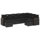 Cumpara ieftin Set mobilier de gradina cu perne, 9 piese, negru, poliratan