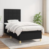 VidaXL Pat box spring cu saltea, negru, 90x190 cm, textil