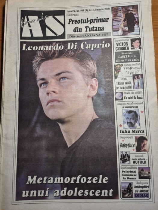 ziarul formula as 6 -13 martie 2000 - leonardo di caprio , victor ciorbea , iuliu merca