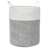 Cumpara ieftin Cos de depozitare, gri si alb, &Oslash;38x46 cm, bumbac