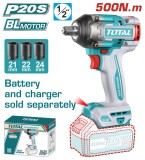 TOTAL - MASINA DE INSURUBAT CU IMPACT 20V- MOTOR FARA PERII (NU INCLUDE ACUMULATOR) - 1/2&#039;&#039; PowerTool TopQuality