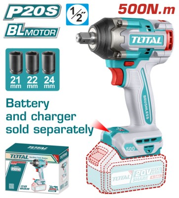 TOTAL - MASINA DE INSURUBAT CU IMPACT 20V- MOTOR FARA PERII (NU INCLUDE ACUMULATOR) - 1/2&amp;#039;&amp;#039; PowerTool TopQuality foto