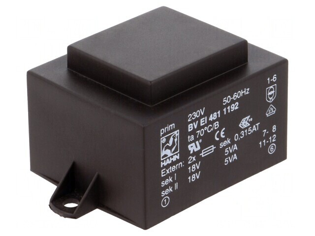 Transformator &Icirc;ncapsulat 10VA 230V 18V PCB