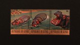 Triptic 3 Timbre Guineea 1968 Hipopotami Hippopotamus Amphibius Poșta Aeriană 9s Neștampilat - A992
