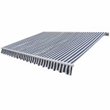 Cumpara ieftin Copertina pliabila cu actionare manuala, 300 cm, albastru/alb