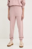 HUGO pantaloni de trening din bumbac culoarea bej, neted, 50522417
