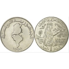 Tunisia 1990 - 1 dinar, circulata