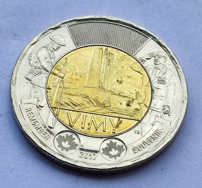 124. Moneda Canada 2 dollars 2017 (100th Anniversary of the Vimy Battle)