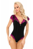 LIV39-1 Lenjerie tip body cu maneca scurta, S/M, LIVIA CORSETTI