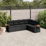 vidaXL Set mobilier de grădină cu perne, 6 piese, negru, poliratan 3226839